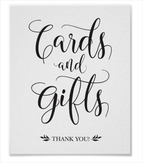 cards and gifts modern wedding sign