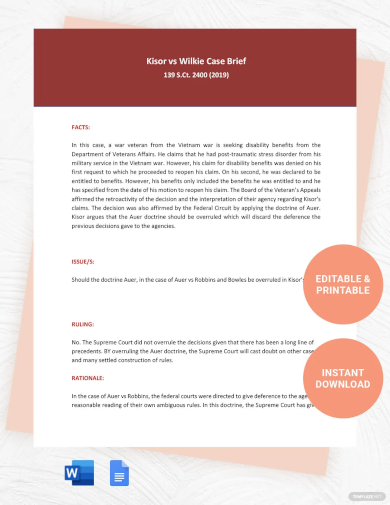 case brief assignment template
