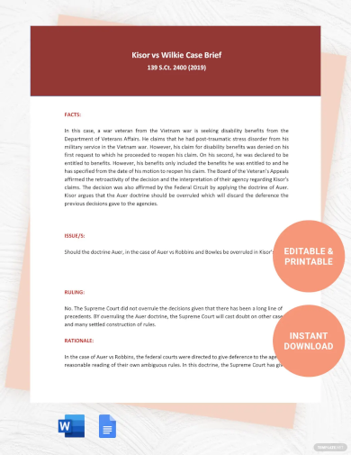 Case Brief Assignment Template