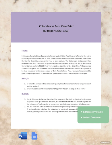 Case Brief Outline Template