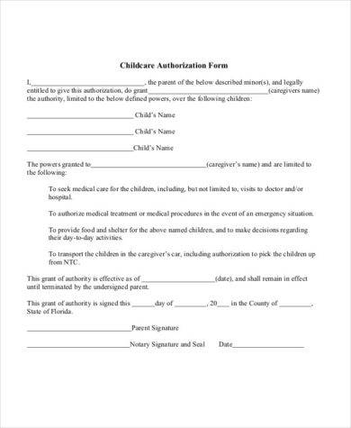 child care medical authorization