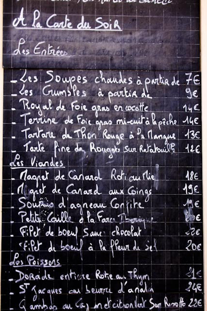 Classic French Menu Chalkboard Example