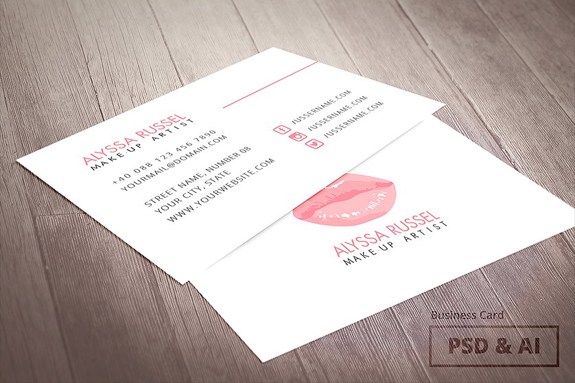 clean kiss artist business card example