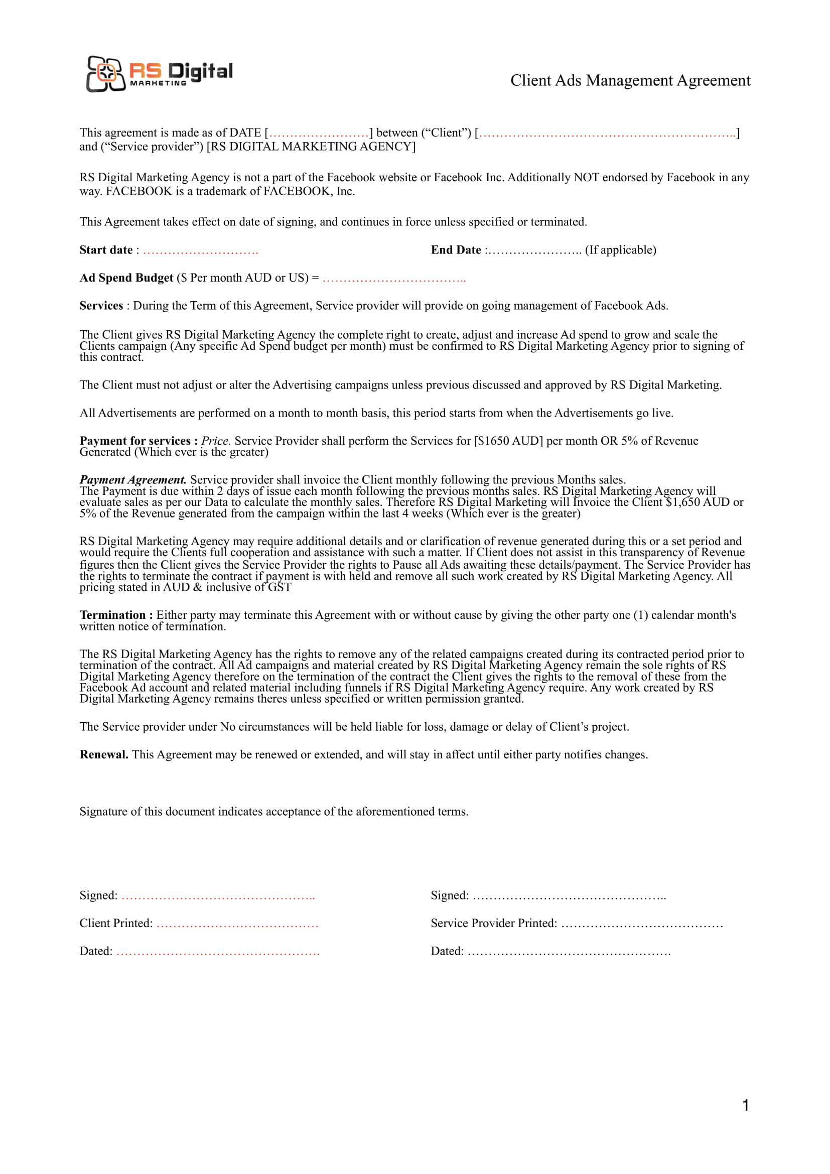 Marketing Contract Template