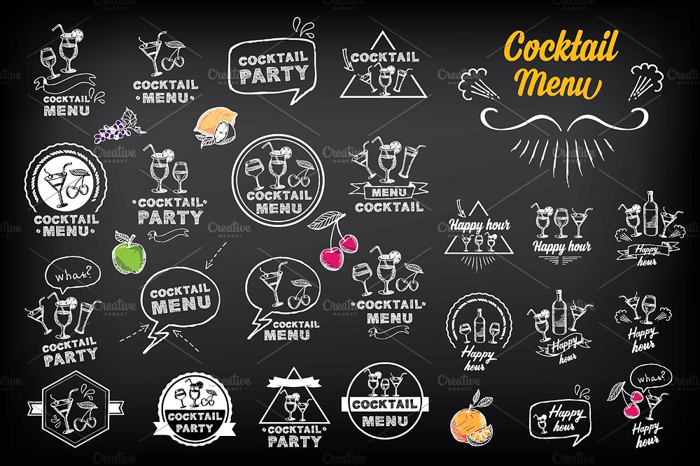 cocktail menu chalkboard menu example 2