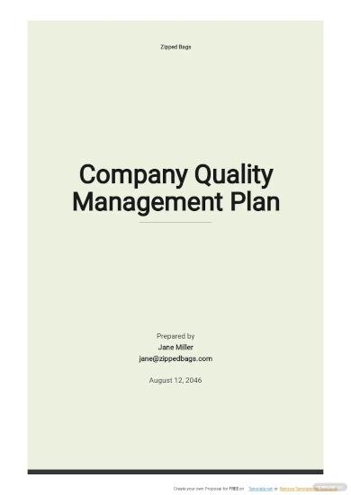 company quality management plan template