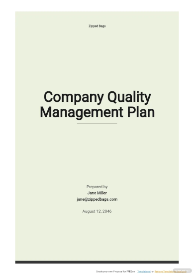 Company Quality Management Plan Template