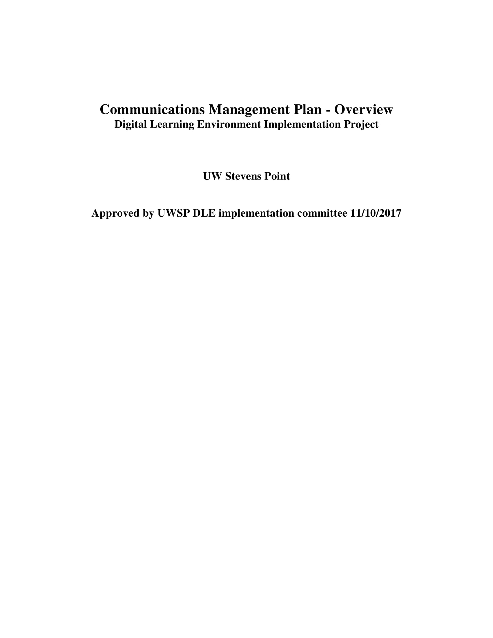 Complete Communication Management Plan Template Example