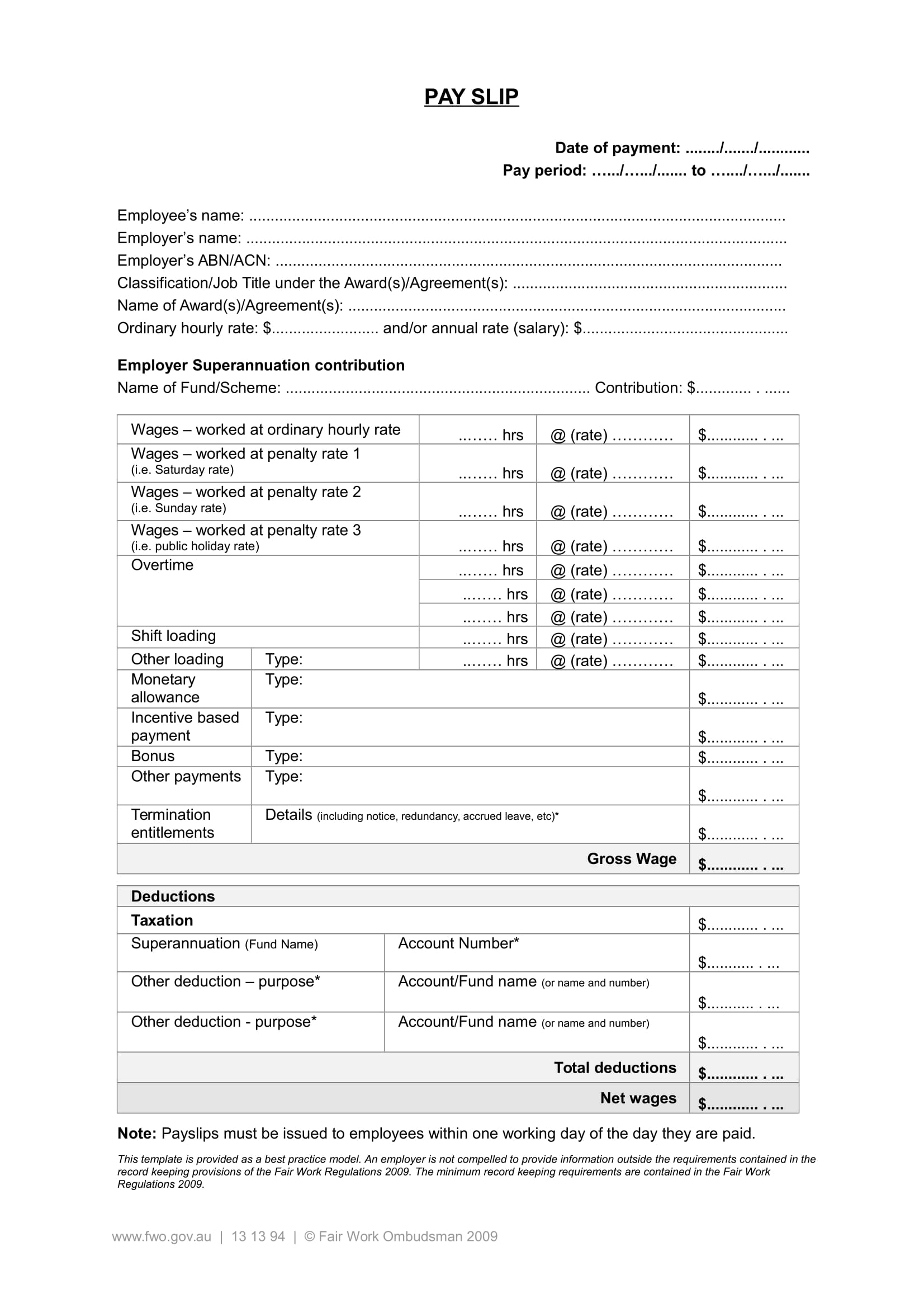 complete payslip template example
