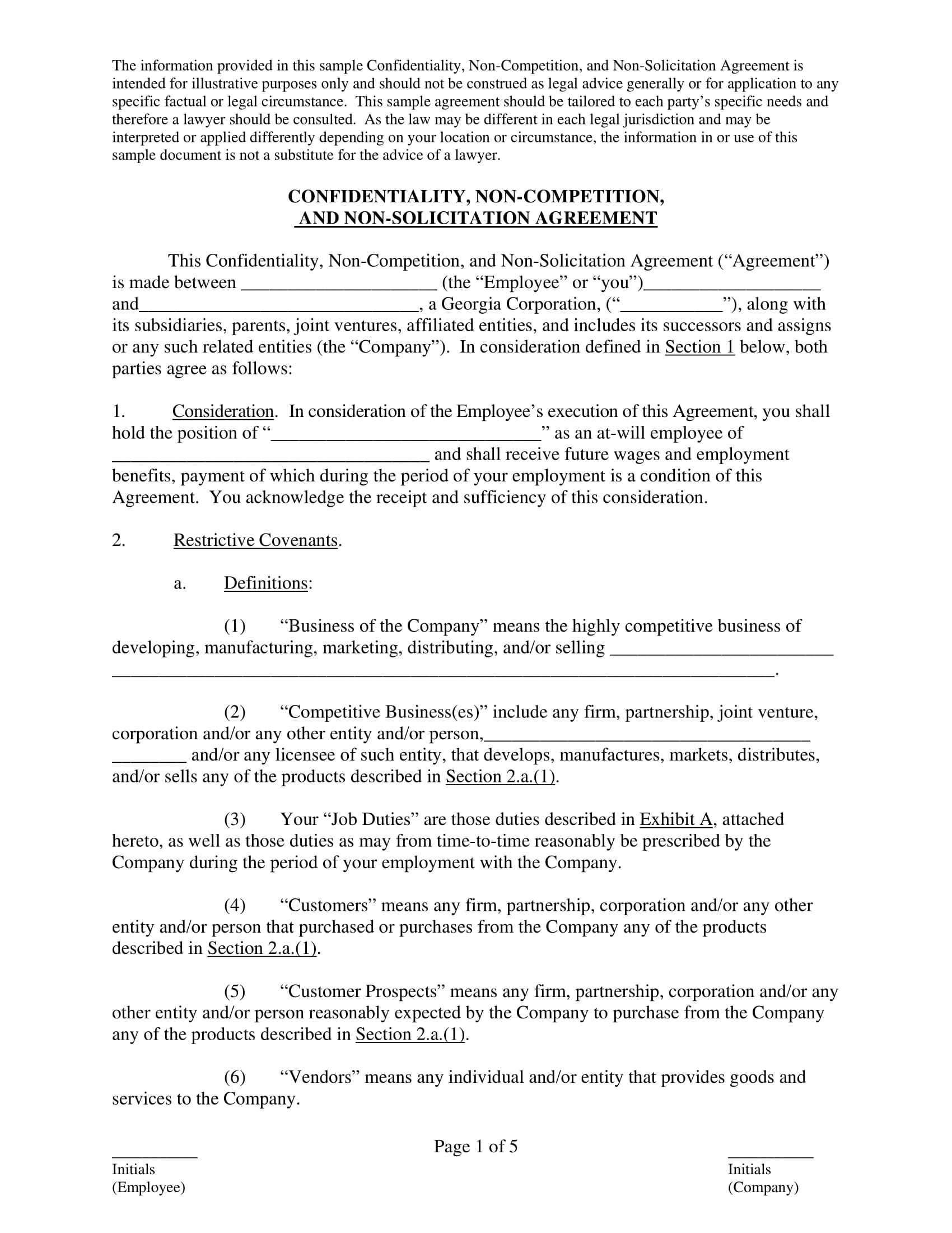 Non Compete Agreement 21 Examples Format Pdf Tips   Confidentiality Non Competition And Non Solicitation Example 