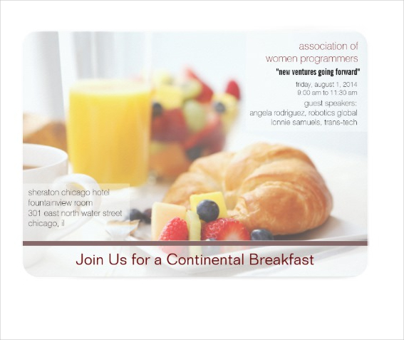 continental breakfast meeting invitation
