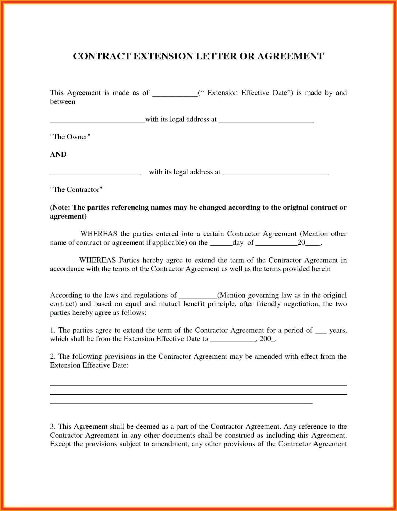 contract extension agreement letter example