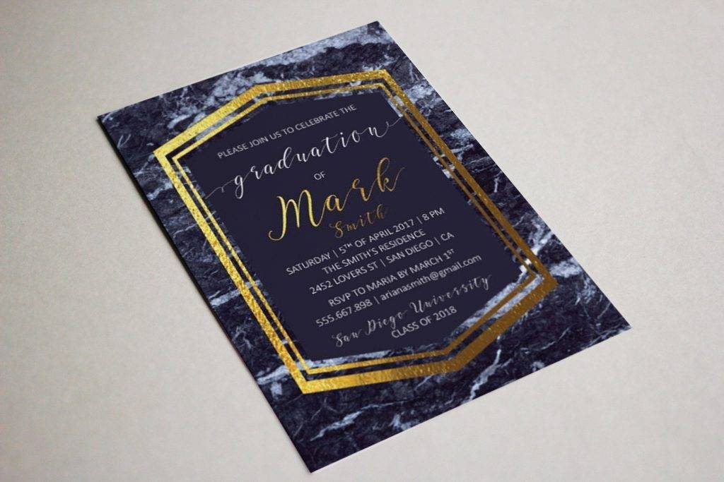 Cool Marble Graduation Party Invitation Example