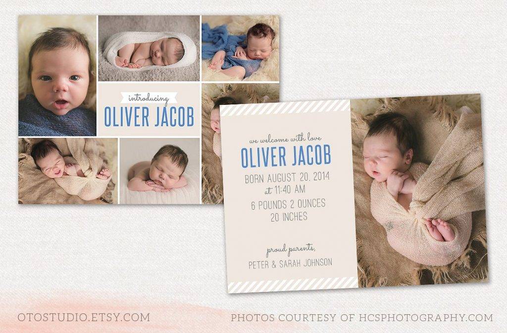 Cute Baby Announcement Card Example