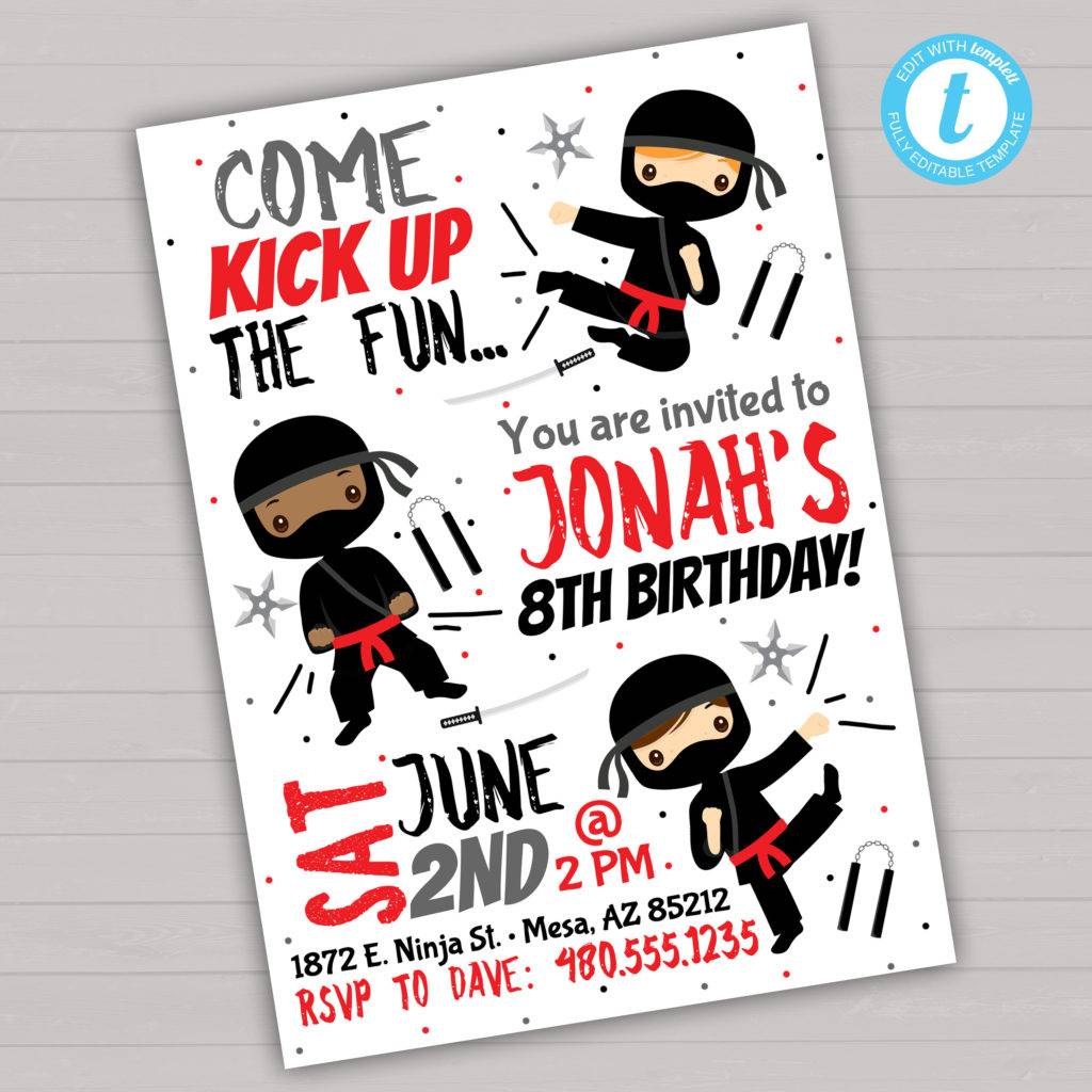 Ninja Themed Birthday Party Invitation 14 Examples Format Pdf 