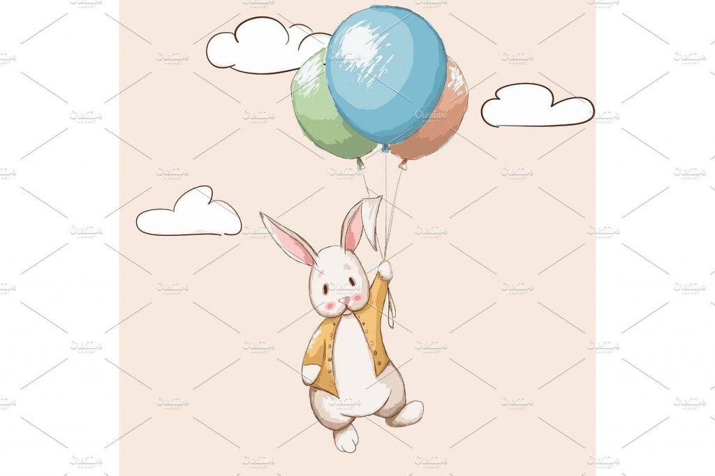 cute rabbit postcard example