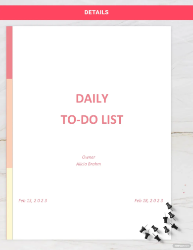 daily to do list template