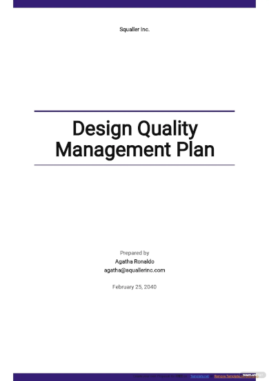 Design Quality Management Plan Template