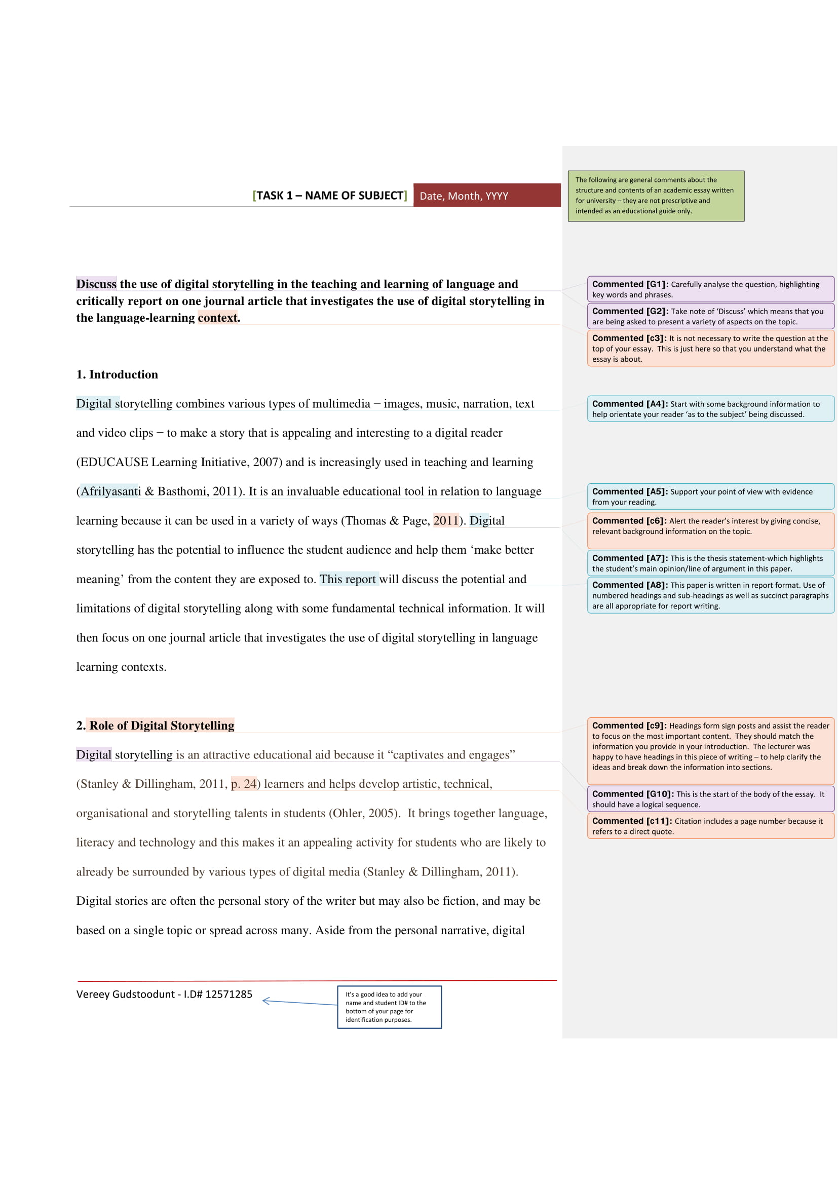 Digital Storytelling Academic Report Example