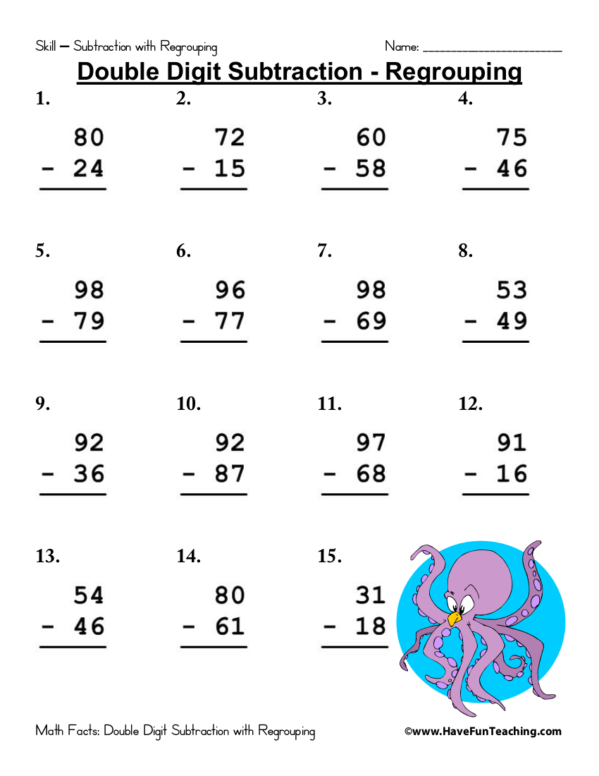 Subtraction 3 Digits No Regrouping Worksheets