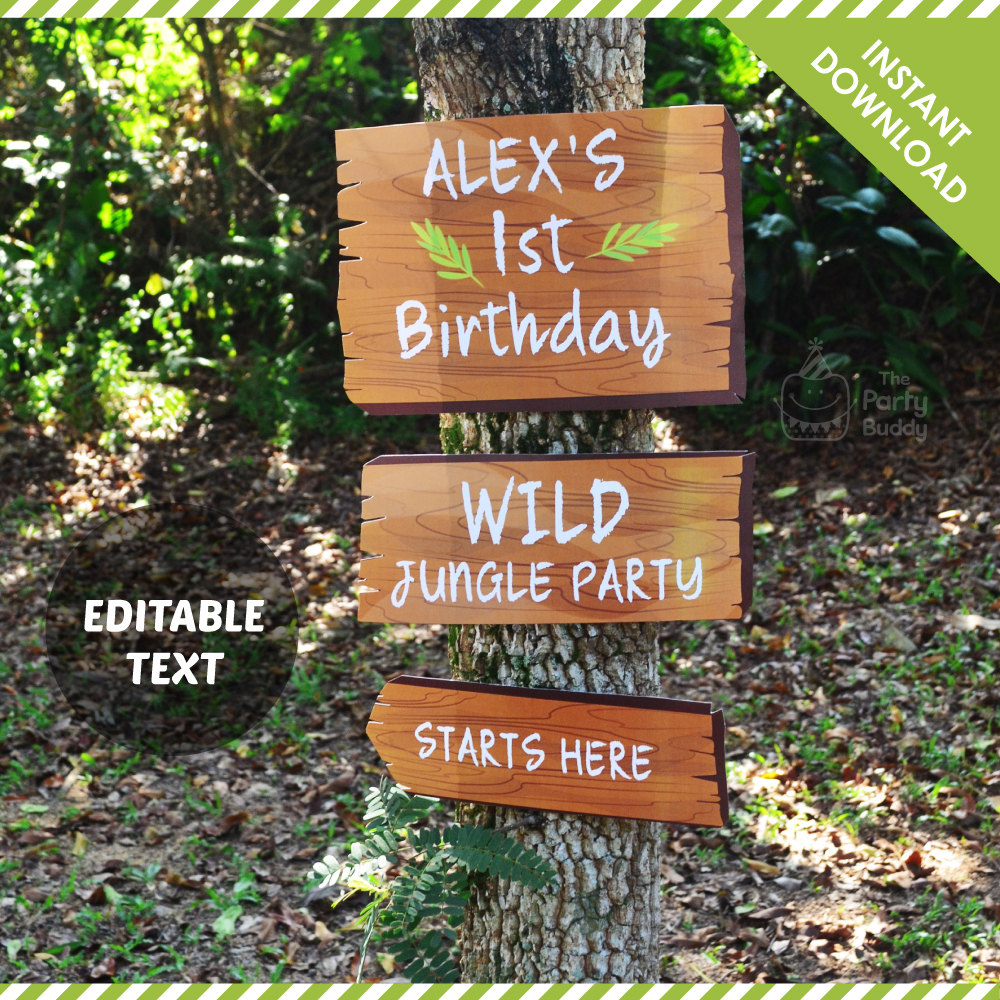 Editable Jungle Party Sign Example