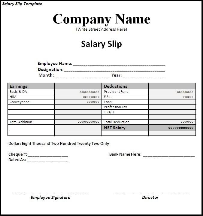 salary slip format in pdf