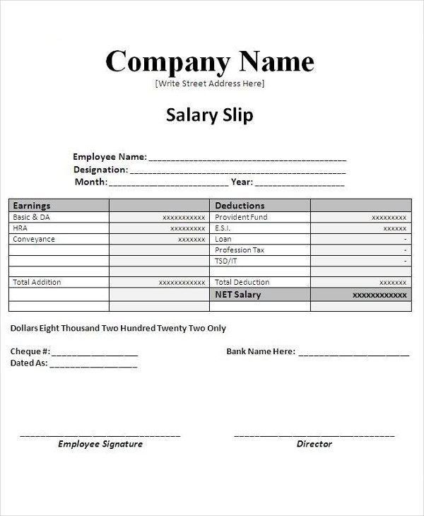 Salary Slip Template