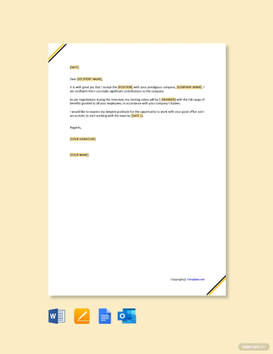 employer job acceptance letter template
