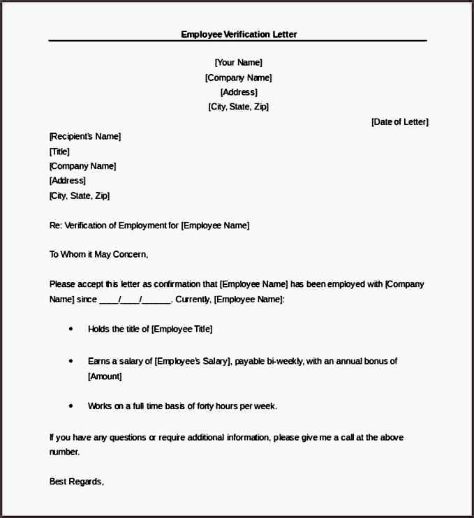 9 Verification Of Employment Letter Examples Pdf