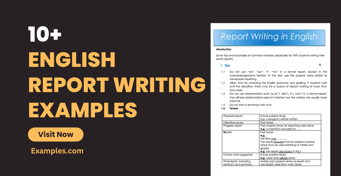english report writing examples