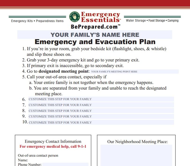 Essential Emergency Plan Example