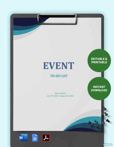 Event To Do List Template