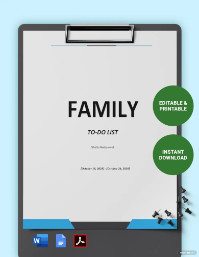 Family To Do List Template