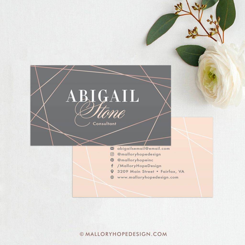 Faux Rose Gold Geometric Interior Designer Business Card