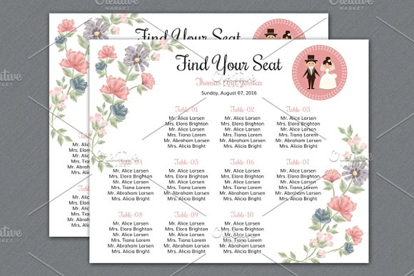 find your seat chart template example
