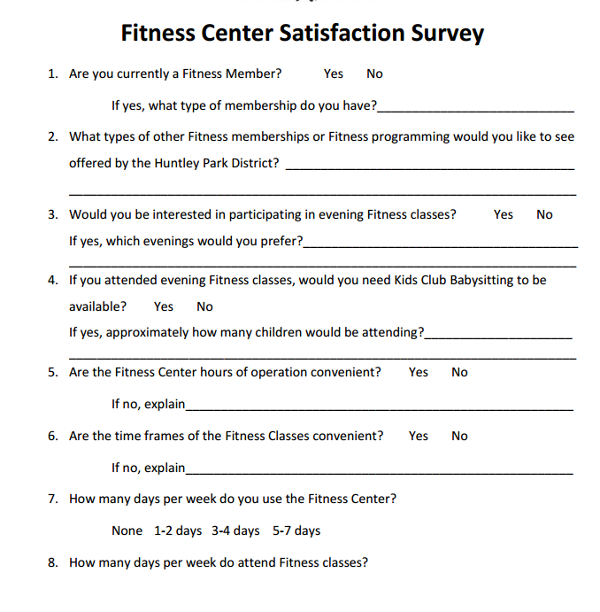 research questions about the gym