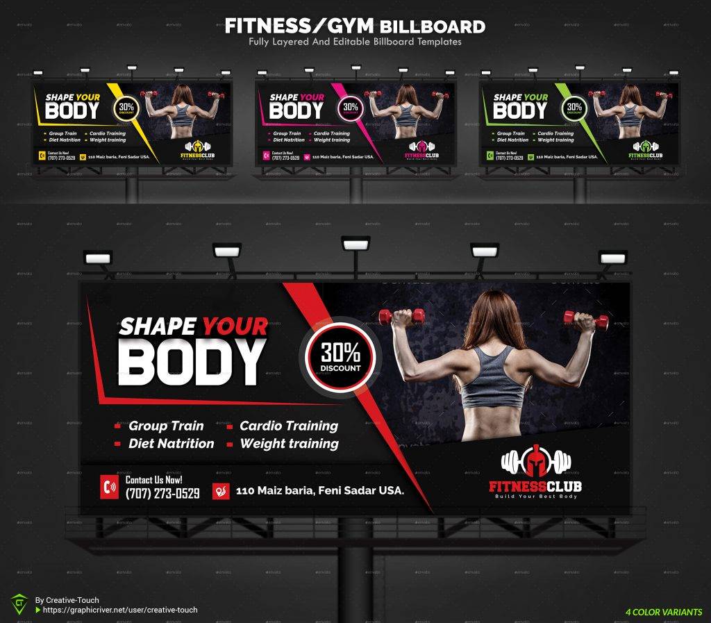 fitness and gym billboard templates example