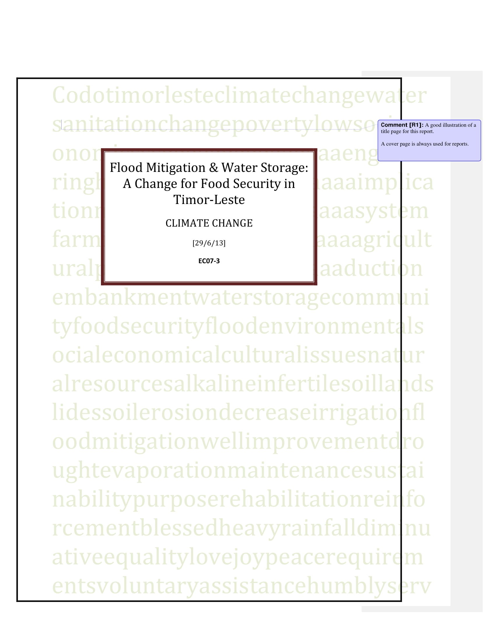 flood mitigation and water storage engineerng academic report example