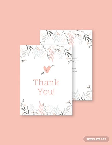 floral bridal shower thank you card template