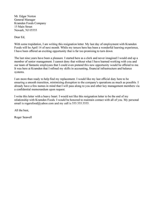 Formal Letter Of Resignation Example from images.examples.com