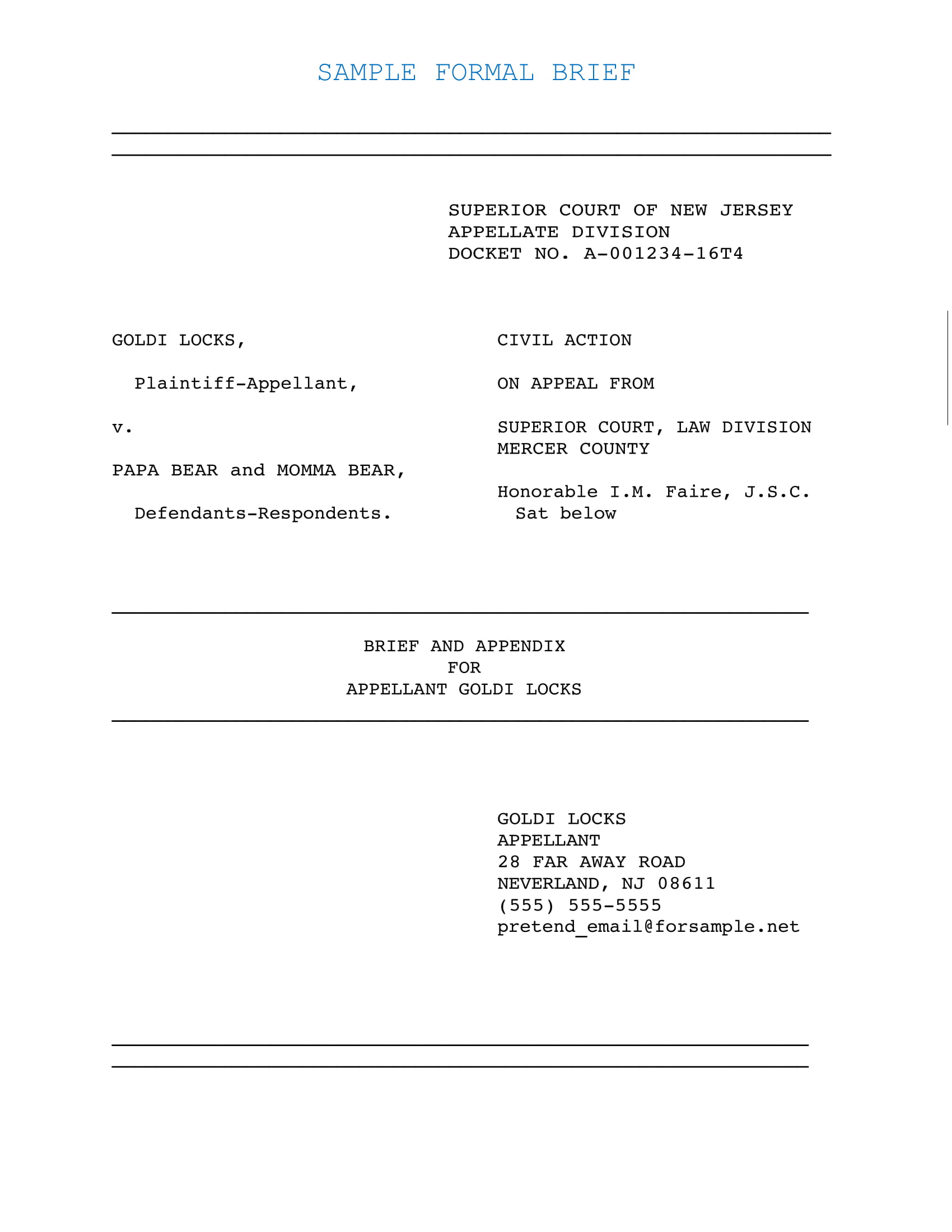 Formal Brief Example