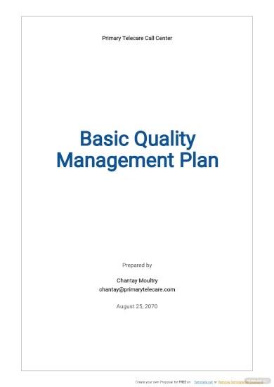 Free Basic Quality Management Plan Template