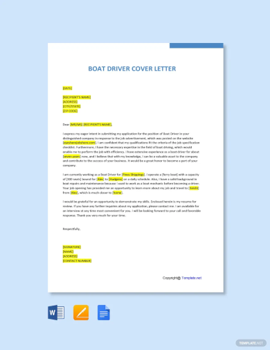 free boat driver cover letter template