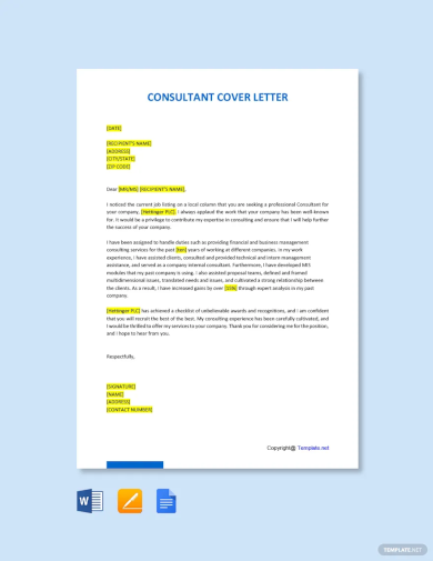 free consultant cover letter template