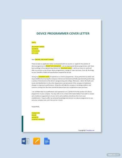 free device programmer cover letter template