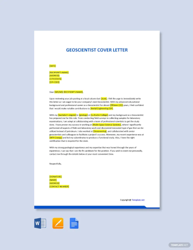 free geoscientist cover letter template