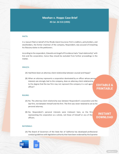 Free Law School Notes Case Brief Template