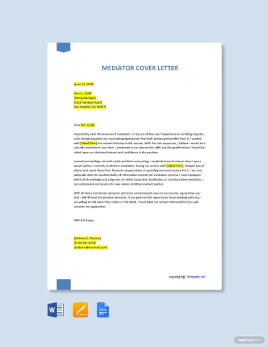 free mediator cover letter template