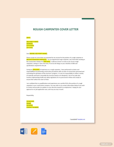 free rough carpenter cover letter template