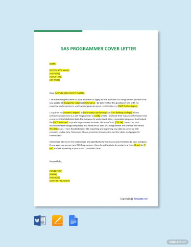 free sas programmer cover letter template
